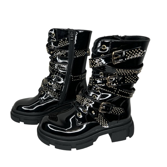 Azalea Wang One Good Reason to Stay Black Patent Strappy Boot 6 - Picture 4 of 9